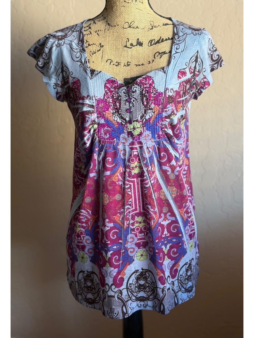 Unity World Wear Y2K Whimsigoth Sequin Babydoll Tunic Top Fairy Grunge Large